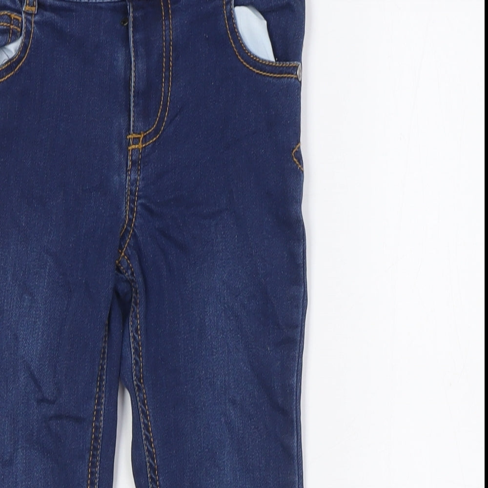 Mothercare Girls Blue Houndstooth Cotton Straight Jeans Size 5-6 Years Regular