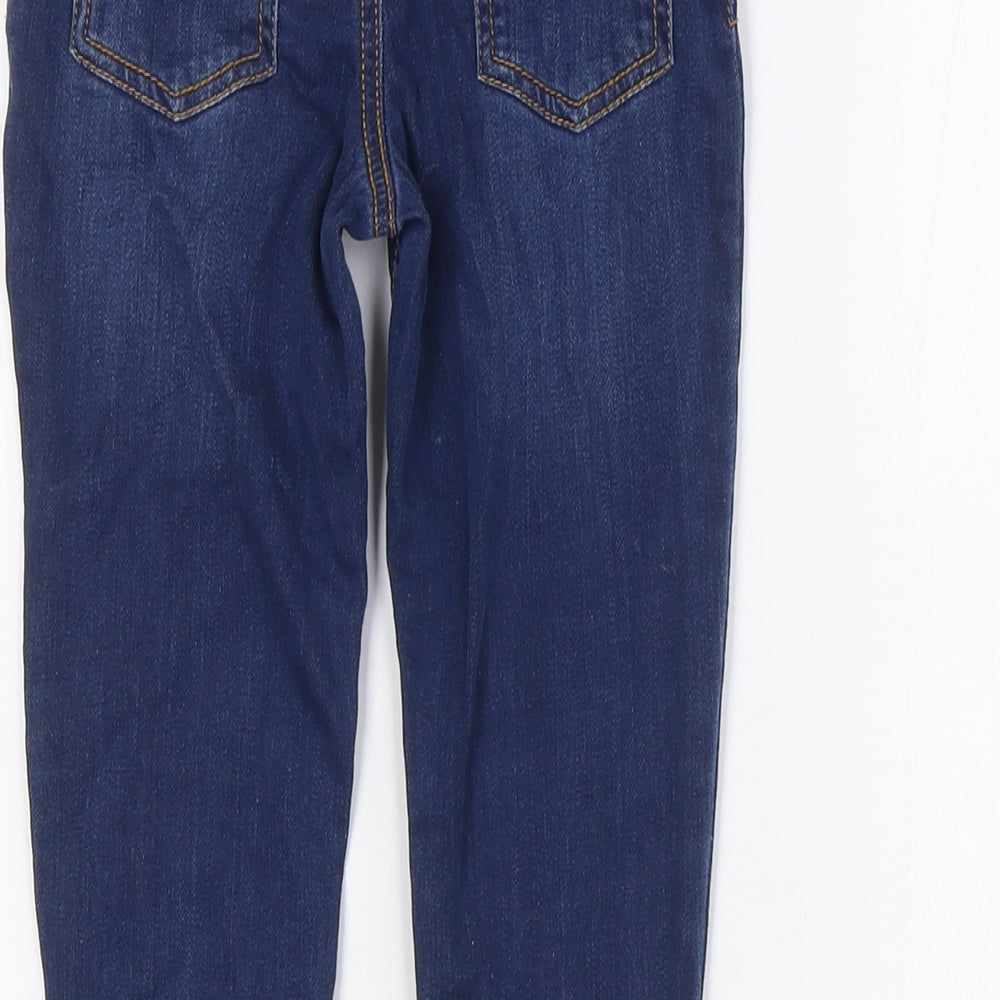 Mothercare Girls Blue Houndstooth Cotton Straight Jeans Size 5-6 Years Regular