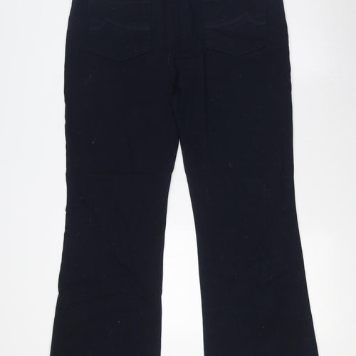 Marks and Spencer Womens Blue Herringbone Cotton Bootcut Jeans Size 18 L30 in Regular Button