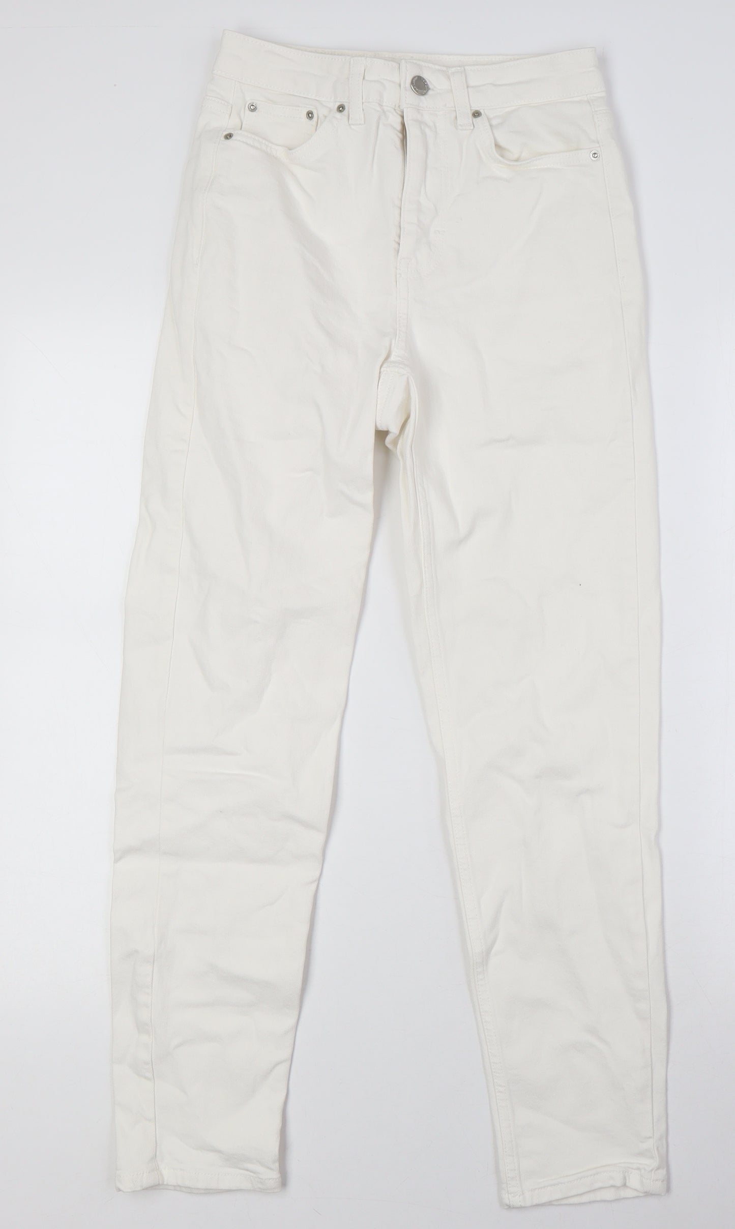 Topshop Womens Ivory Cotton Mom Jeans Size 25 in L28 in Regular Zip