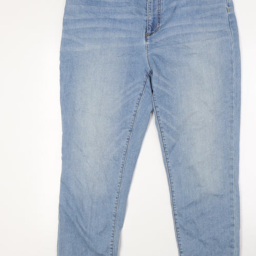 Lands' End Womens Blue Cotton Straight Jeans Size 18 L28 in Regular Zip