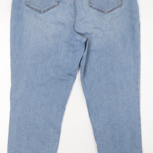 Lands' End Womens Blue Cotton Straight Jeans Size 18 L28 in Regular Zip