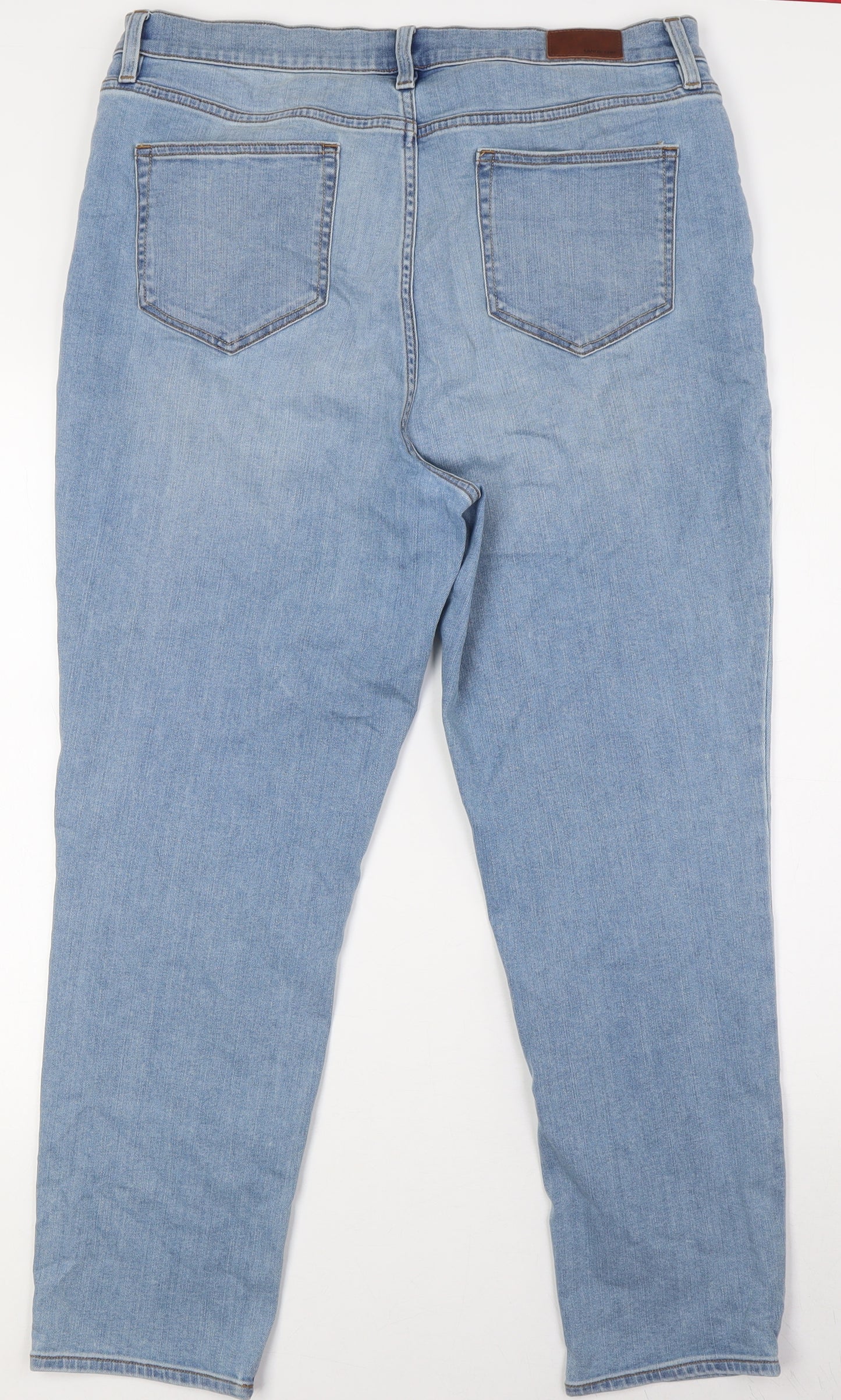 Lands' End Womens Blue Cotton Straight Jeans Size 18 L28 in Regular Zip
