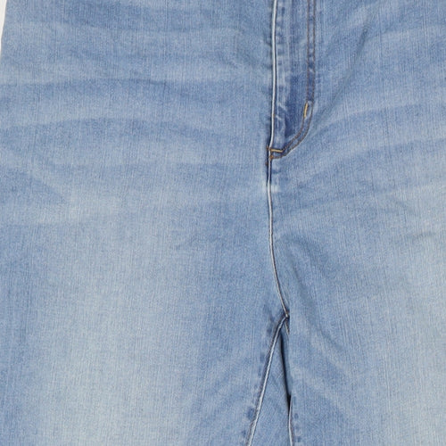 Lands' End Womens Blue Cotton Straight Jeans Size 18 L28 in Regular Zip
