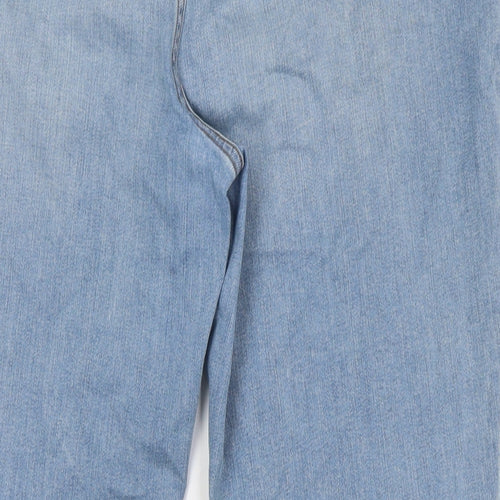 Lands' End Womens Blue Cotton Straight Jeans Size 18 L28 in Regular Zip