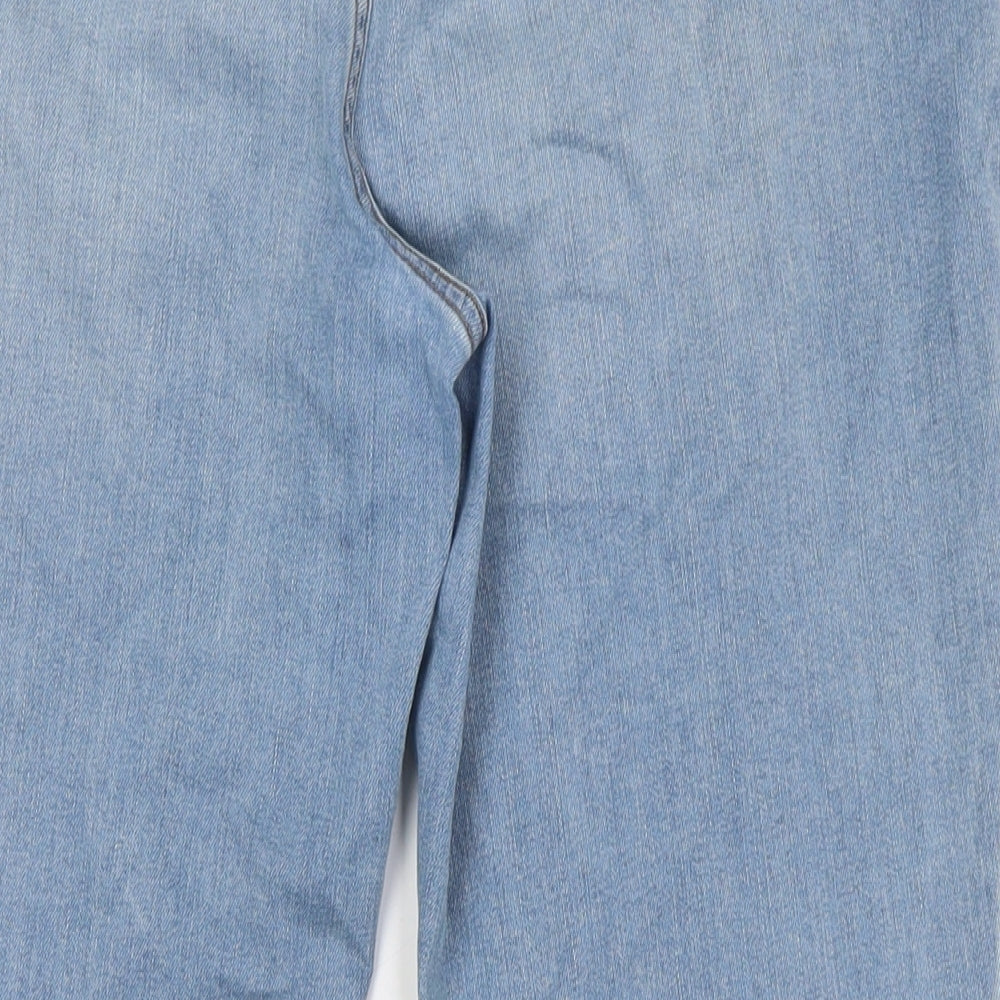 Lands' End Womens Blue Cotton Straight Jeans Size 18 L28 in Regular Zip