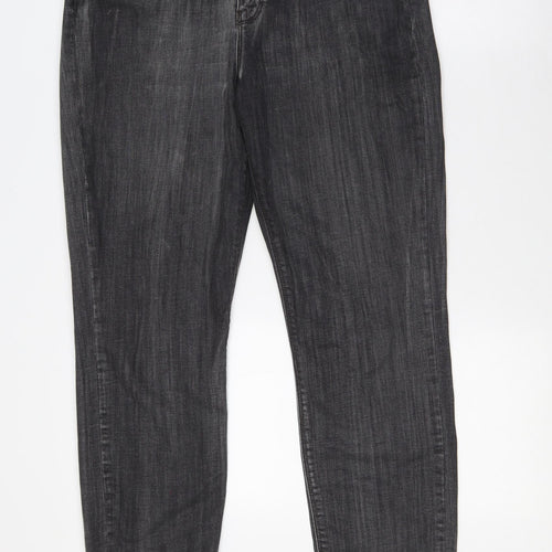 Label Lab Womens Black Cotton Mom Jeans Size 12 L28 in Regular Zip - Distressed pockets