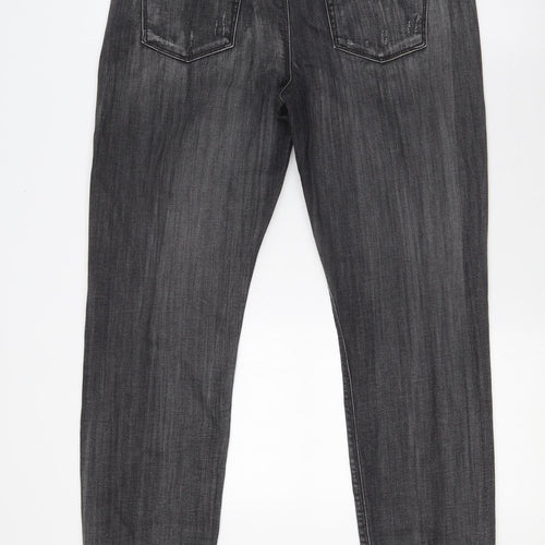 Label Lab Womens Black Cotton Mom Jeans Size 12 L28 in Regular Zip - Distressed pockets