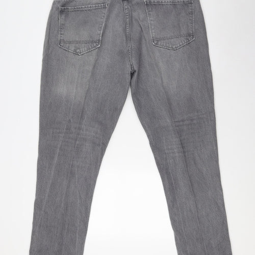 Matalan Mens Grey Cotton Tapered Jeans Size 40 in L31 in Regular Zip