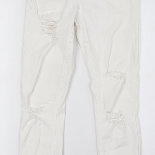 Topshop Womens White Cotton Skinny Jeans Size 25 in L26 in Regular Zip