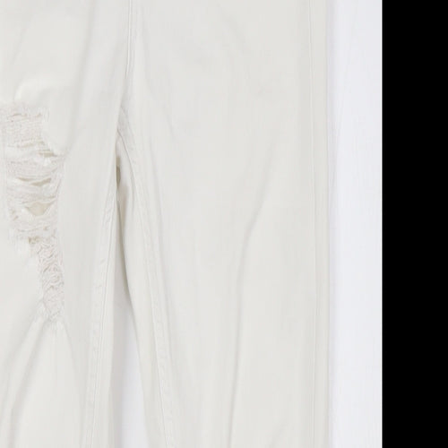 Topshop Womens White Cotton Skinny Jeans Size 25 in L26 in Regular Zip