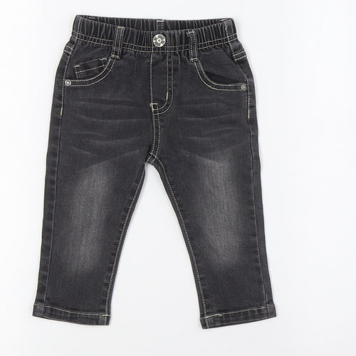 baby gang Baby Black 100% Cotton Cargo Jeans Size 9-12 Months