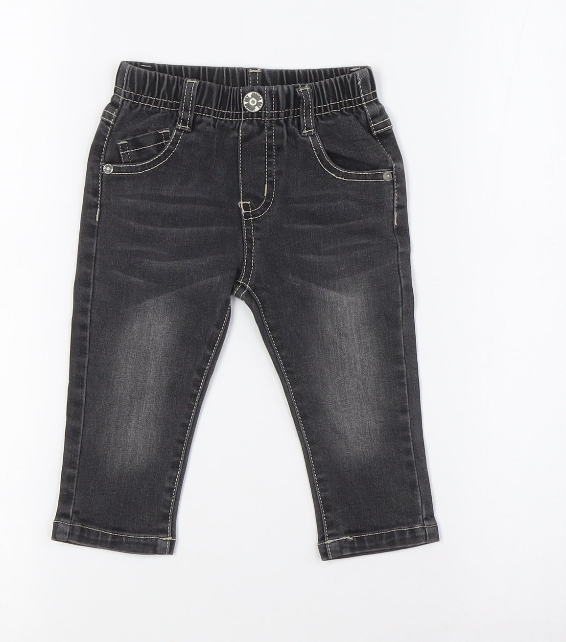 baby gang Baby Black 100% Cotton Cargo Jeans Size 9-12 Months