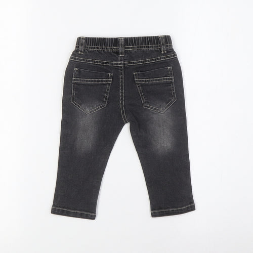 baby gang Baby Black 100% Cotton Cargo Jeans Size 9-12 Months