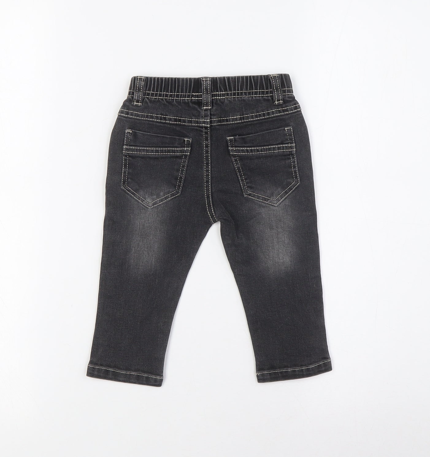 baby gang Baby Black 100% Cotton Cargo Jeans Size 9-12 Months