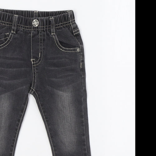 baby gang Baby Black 100% Cotton Cargo Jeans Size 9-12 Months