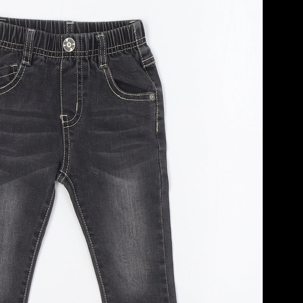 baby gang Baby Black 100% Cotton Cargo Jeans Size 9-12 Months