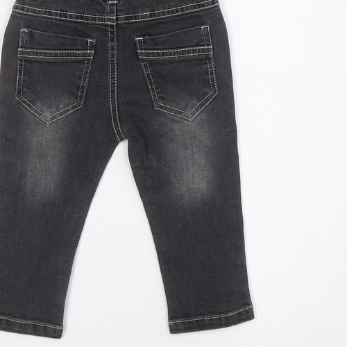 baby gang Baby Black 100% Cotton Cargo Jeans Size 9-12 Months