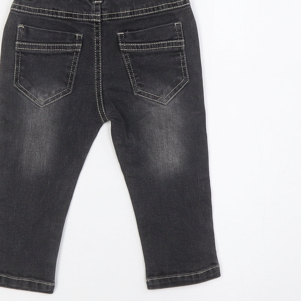 baby gang Baby Black 100% Cotton Cargo Jeans Size 9-12 Months