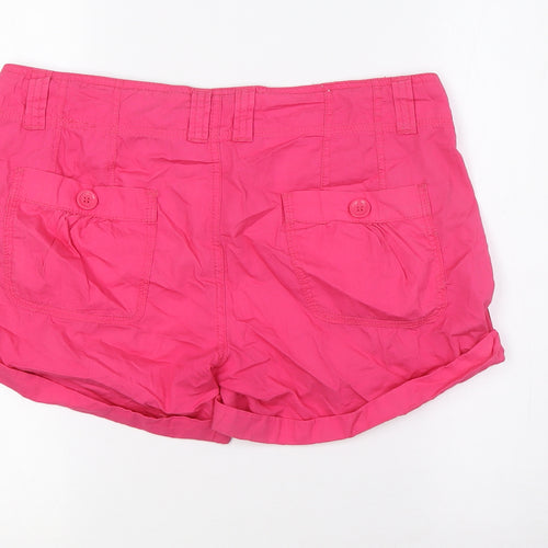 New Look Womens Pink 100% Cotton Basic Shorts Size 12 L4 in Regular Zip - Turn Ups