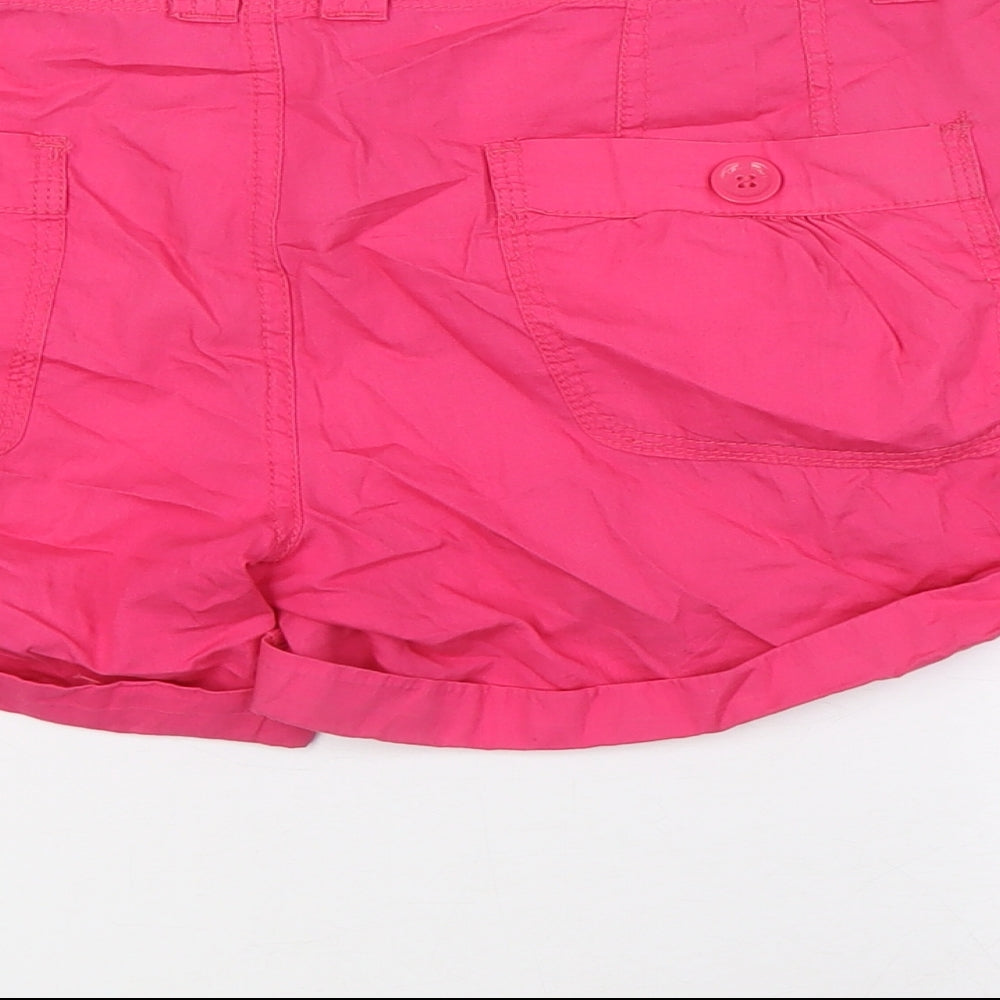 New Look Womens Pink 100% Cotton Basic Shorts Size 12 L4 in Regular Zip - Turn Ups