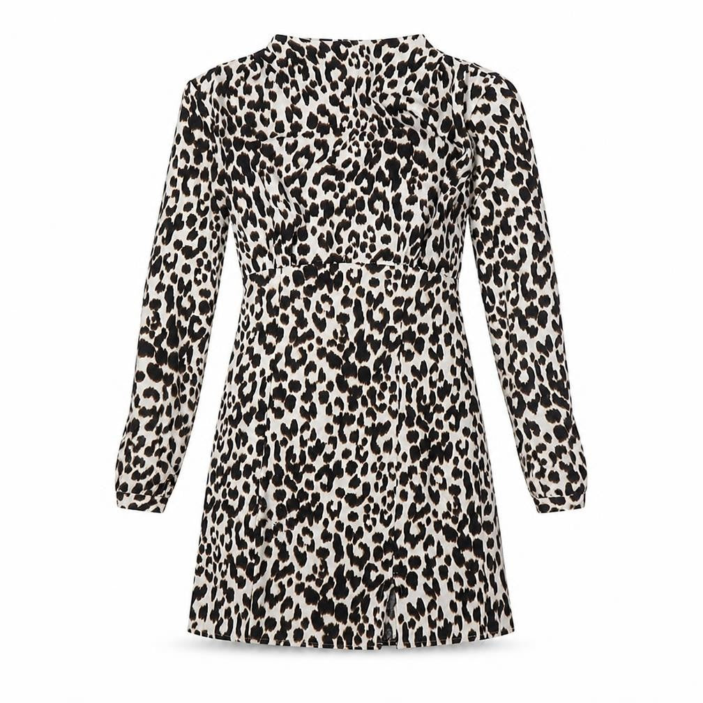 Zara Womens Ivory Animal Print Polyester A-Line Size XS Mock Neck Zip