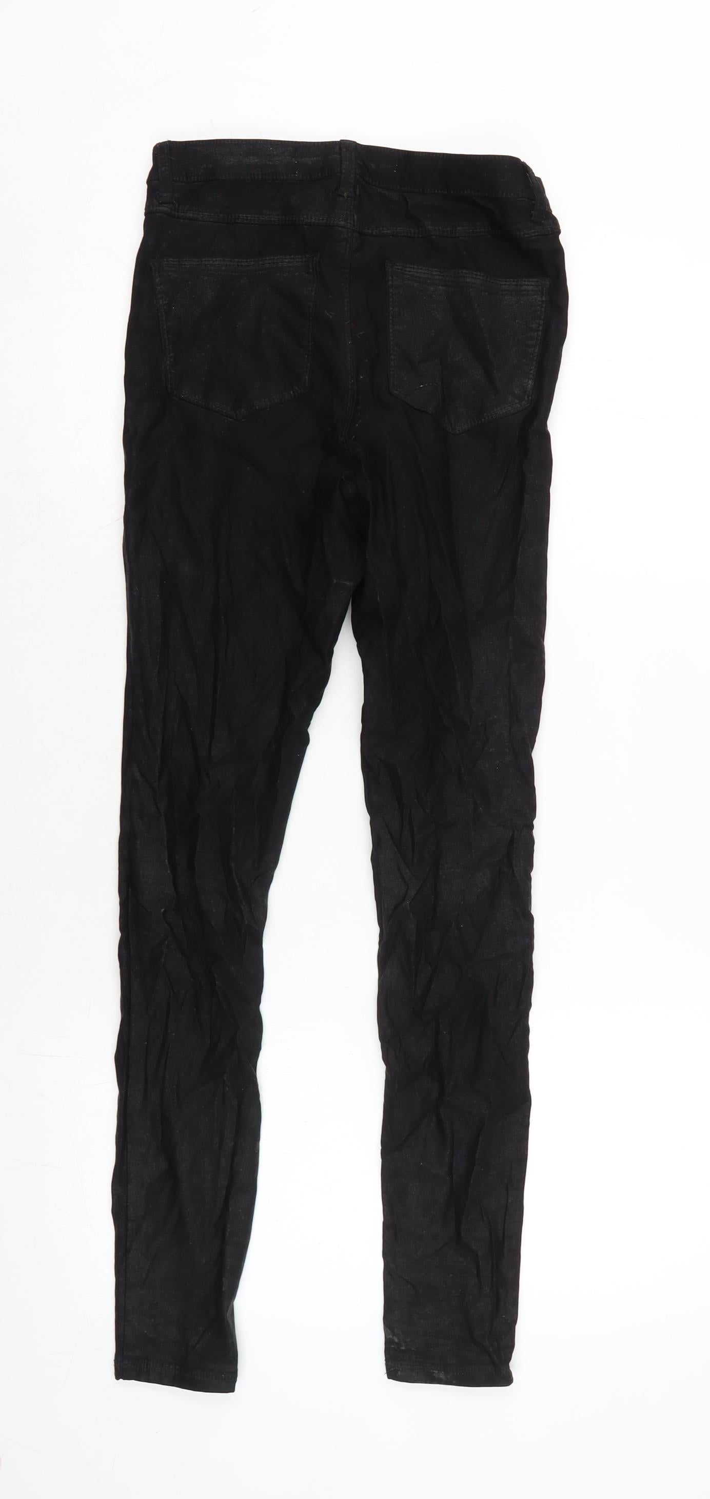 Denim & Co. Womens Black Cotton Blend Tapered Jeans Size 10 L28.5 in Regular Zip
