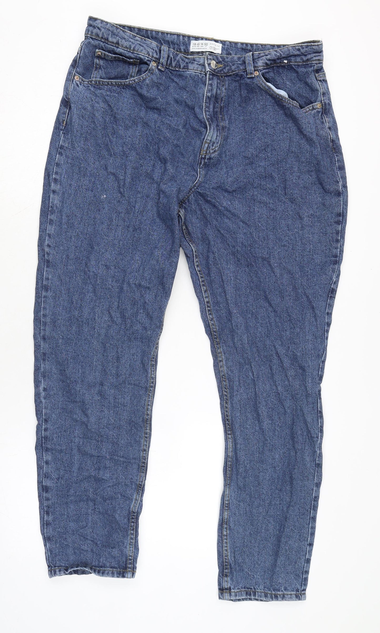 Denim & Co. Womens Blue Cotton Straight Jeans Size 18 L30 in Regular Zip