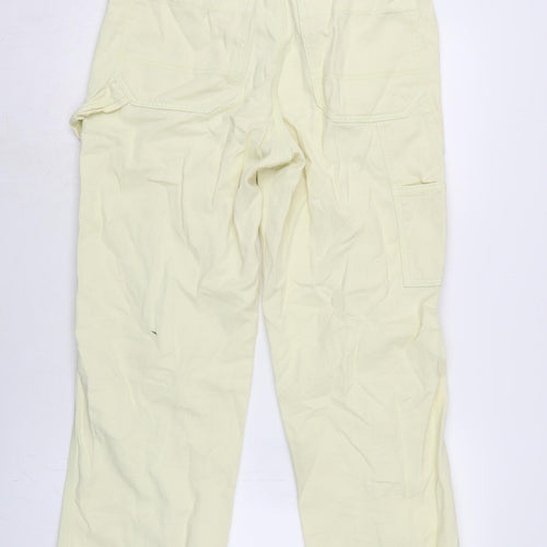 Topshop Womens Yellow Cotton Wide-Leg Jeans Size 10 L28.5 in Regular Tie