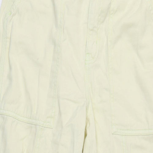 Topshop Womens Yellow Cotton Wide-Leg Jeans Size 10 L28.5 in Regular Tie