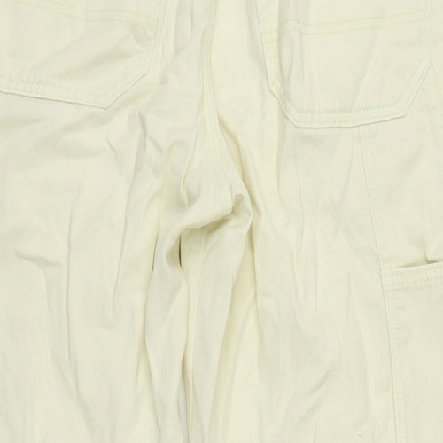 Topshop Womens Yellow Cotton Wide-Leg Jeans Size 10 L28.5 in Regular Tie