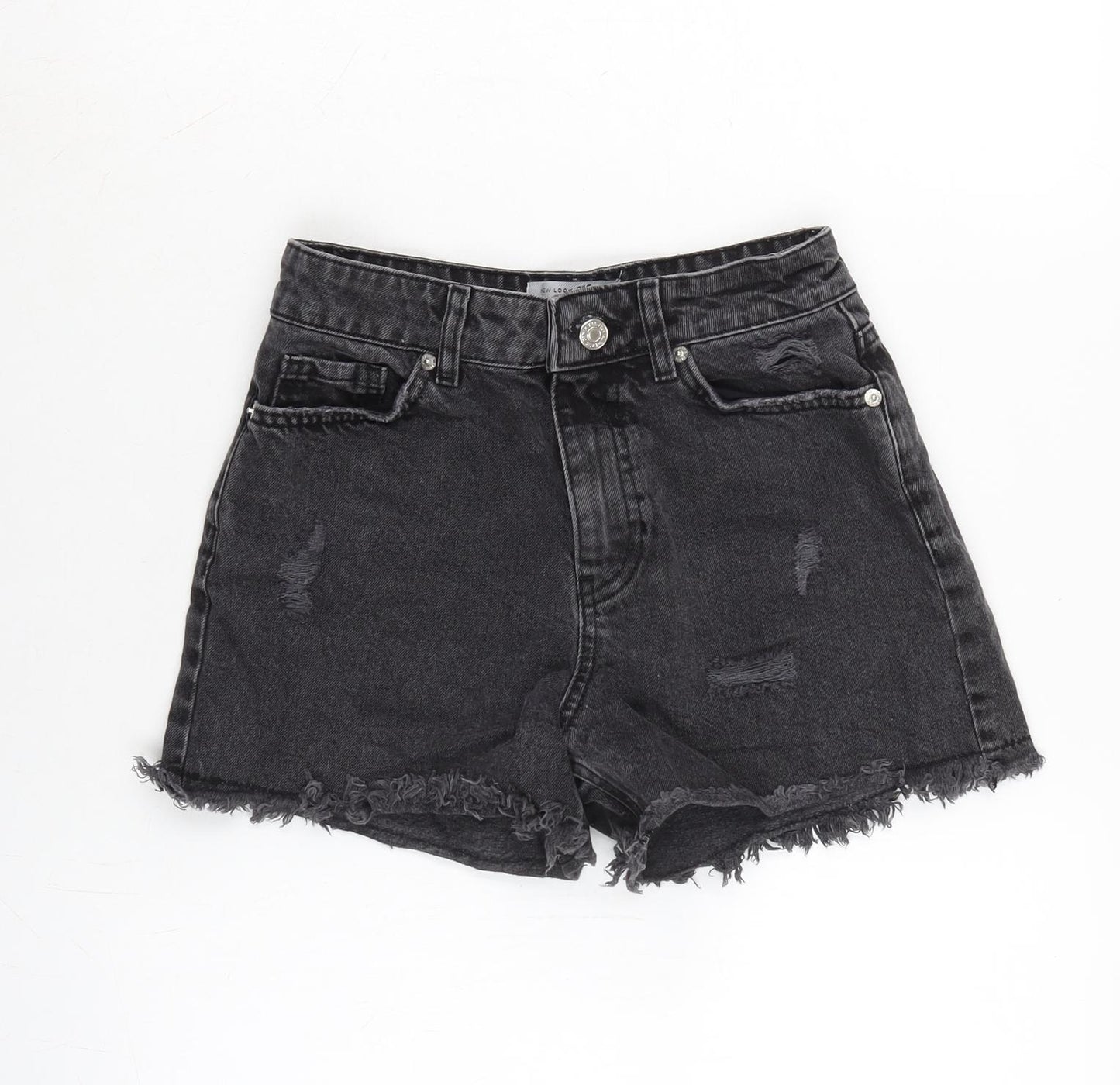 New Look Girls Grey Cotton Cut-Off Shorts Size 11 Years Regular Zip