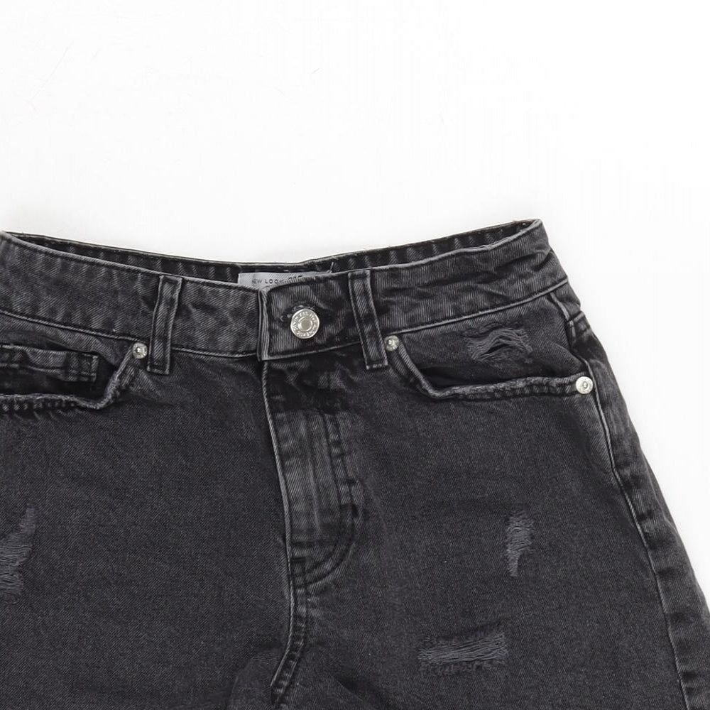 New Look Girls Grey Cotton Cut-Off Shorts Size 11 Years Regular Zip