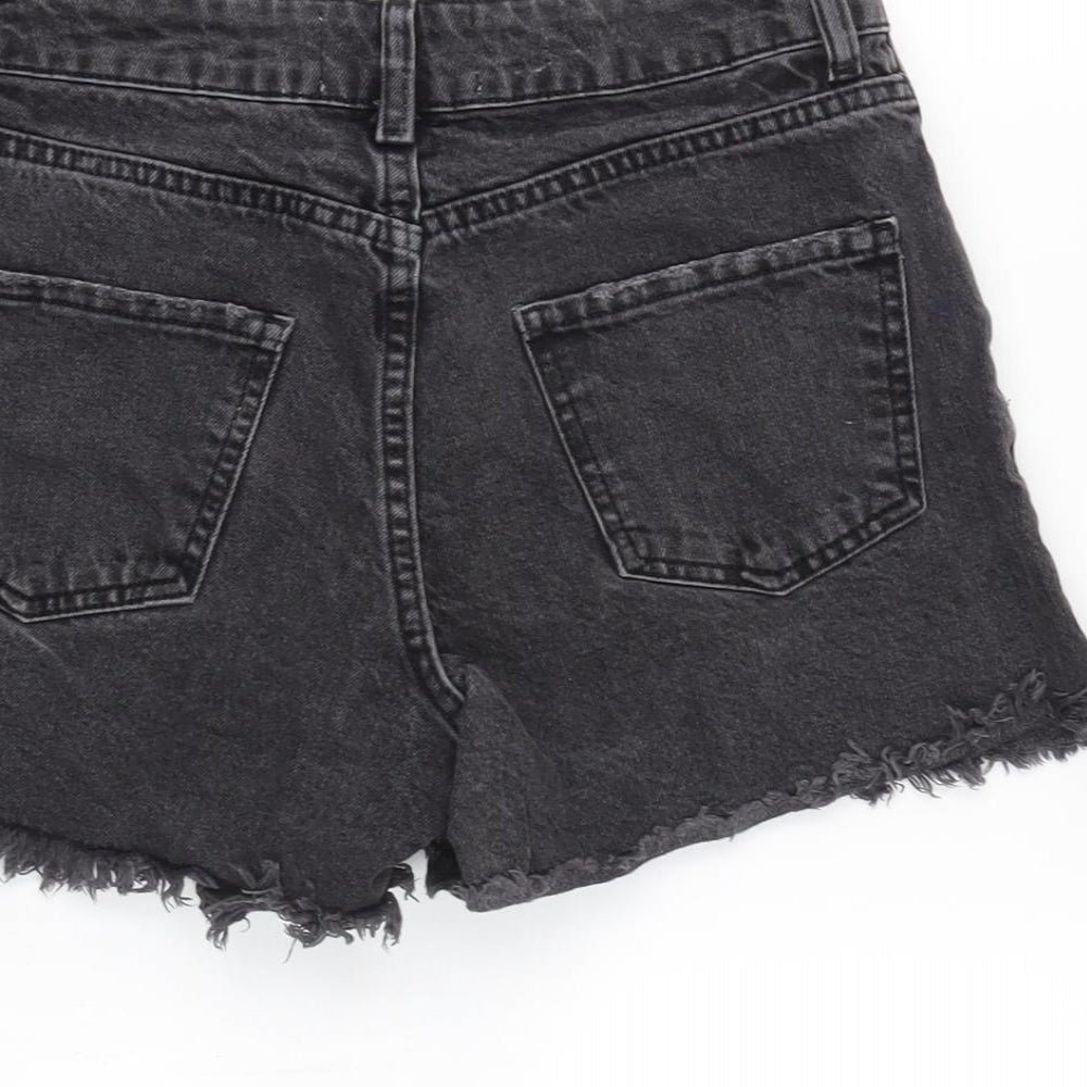 New Look Girls Grey Cotton Cut-Off Shorts Size 11 Years Regular Zip