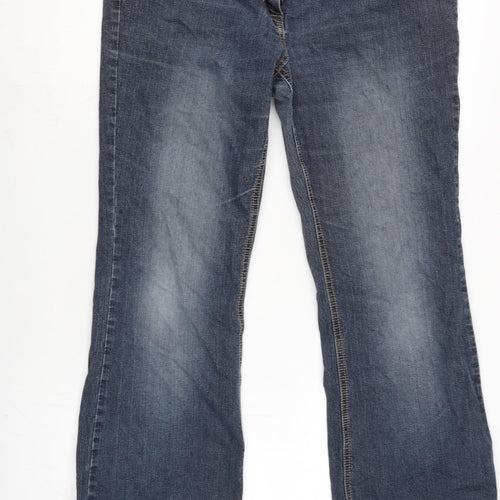 Dorothy Perkins Womens Blue Cotton Blend Bootcut Jeans Size 16 L30 in Regular Zip