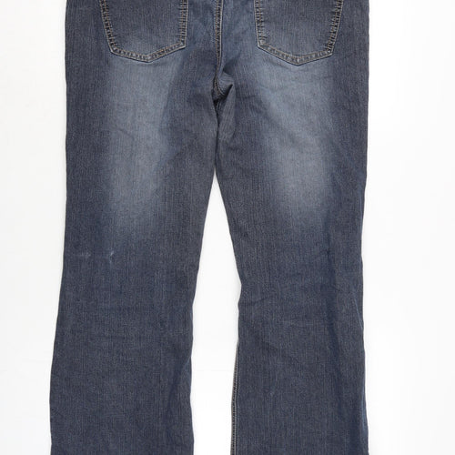 Dorothy Perkins Womens Blue Cotton Blend Bootcut Jeans Size 16 L30 in Regular Zip