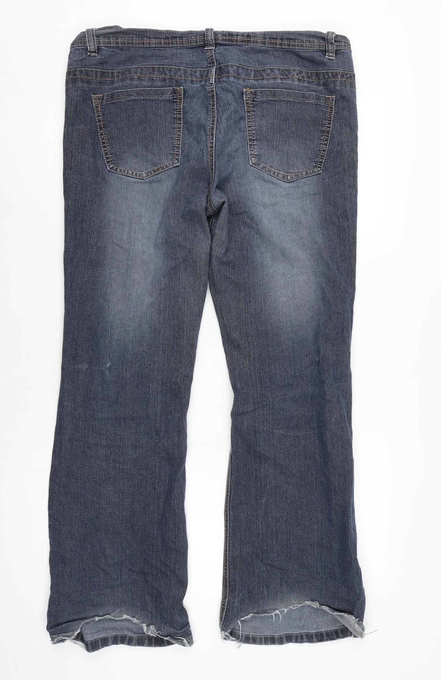 Dorothy Perkins Womens Blue Cotton Blend Bootcut Jeans Size 16 L30 in Regular Zip