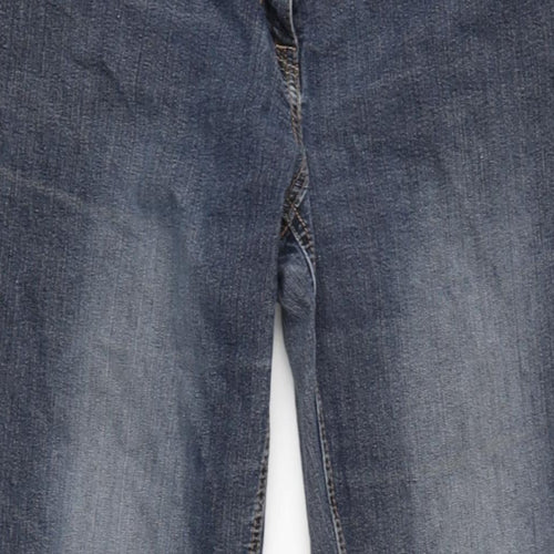 Dorothy Perkins Womens Blue Cotton Blend Bootcut Jeans Size 16 L30 in Regular Zip