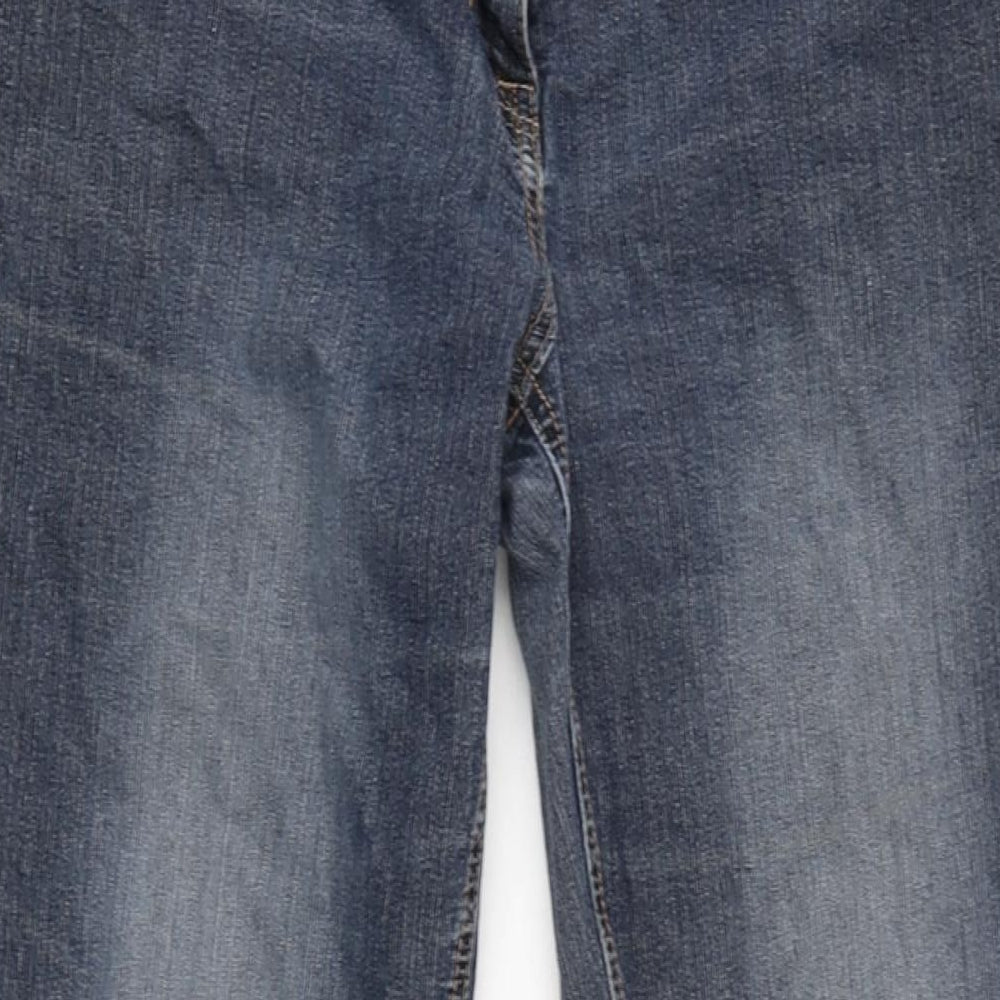 Dorothy Perkins Womens Blue Cotton Blend Bootcut Jeans Size 16 L30 in Regular Zip