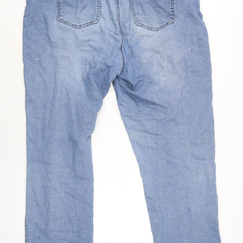 M&Co Womens Blue Cotton Blend Straight Jeans Size 22 L30 in Regular Zip