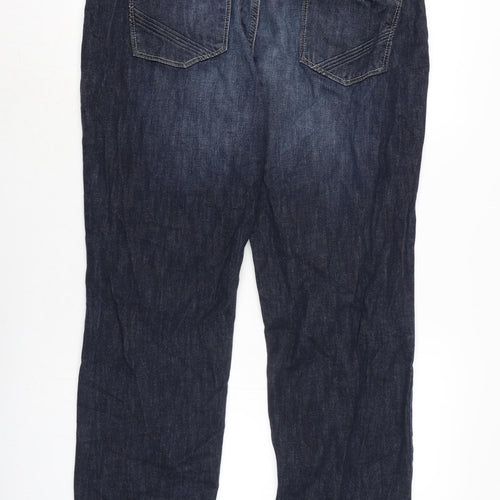 NEXT Womens Blue Cotton Blend Bootcut Jeans Size 18 L30.5 in Regular Zip