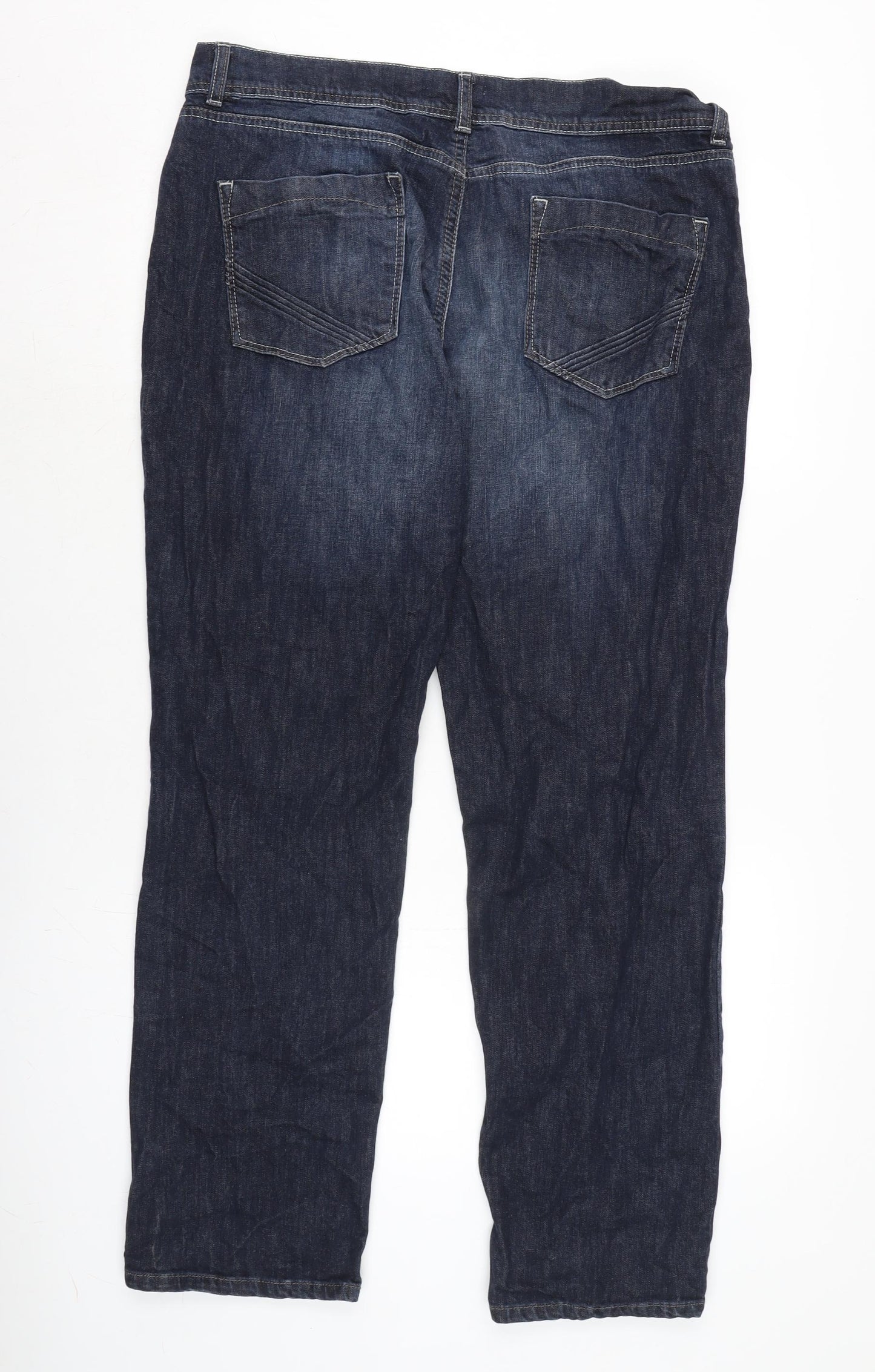 NEXT Womens Blue Cotton Blend Bootcut Jeans Size 18 L30.5 in Regular Zip