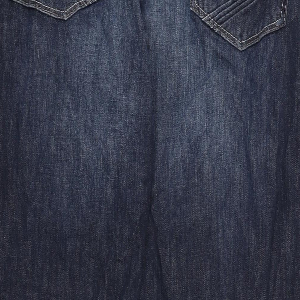 NEXT Womens Blue Cotton Blend Bootcut Jeans Size 18 L30.5 in Regular Zip