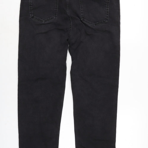Marks and Spencer Womens Grey Cotton Blend Straight Jeans Size 16 L27.5 in Regular Zip