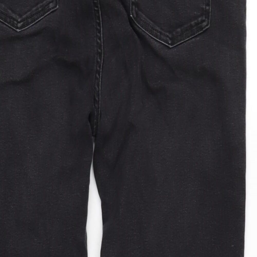 Marks and Spencer Womens Grey Cotton Blend Straight Jeans Size 16 L27.5 in Regular Zip