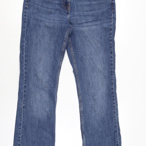 Nexrt Womens Blue Cotton Blend Bootcut Jeans Size 12 L30 in Regular Zip