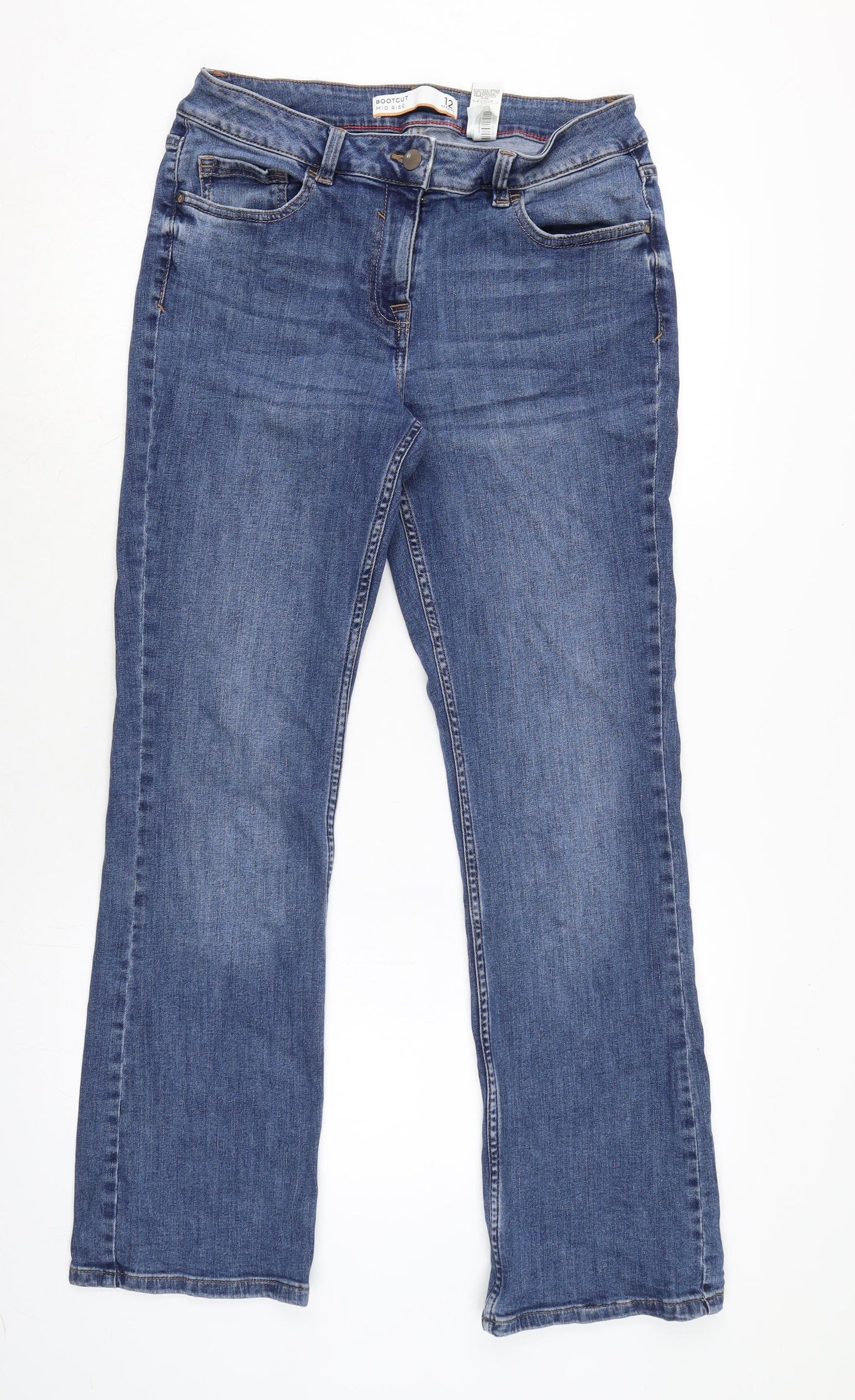 Nexrt Womens Blue Cotton Blend Bootcut Jeans Size 12 L30 in Regular Zip