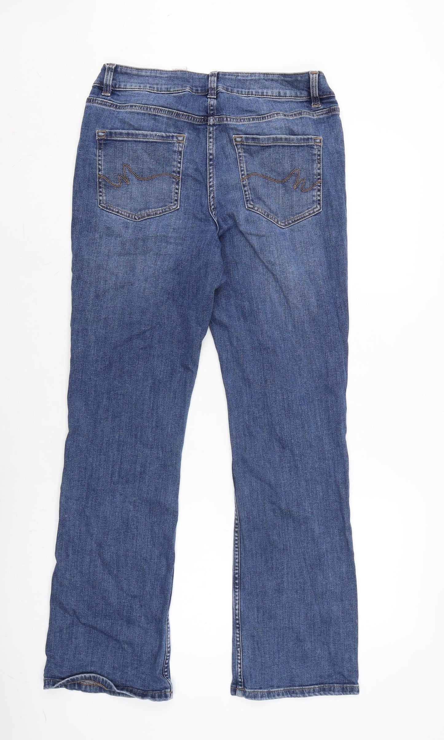 Nexrt Womens Blue Cotton Blend Bootcut Jeans Size 12 L30 in Regular Zip