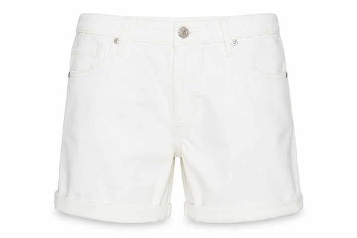 Pull&Bear Womens White Cotton Boyfriend Shorts Size 16 Regular Zip - Distressed