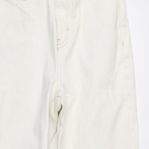 Topshop Womens Ivory Cotton Blend Straight Jeans Size 28 in L26 in Regular Zip - Raw Hem